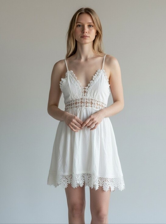 RAGA Dresses & Skirts - RAGA Anthropology White Lace-Trim Mini Dress